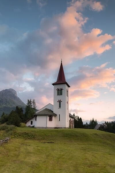 Clouds at sunset on Chiesa Bianca, Maloja, Bregaglia Valley, Engadine, Canton of Graubunden