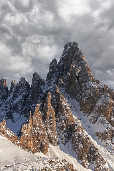 Clouds at sunset over the majestic rocks of Monte Paterno (Paternkofel), Sesto Dolomites