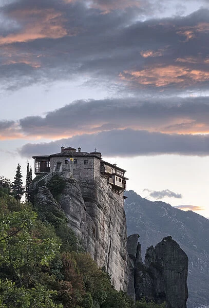 Clouds at sunset over Roussanou (St. Barbara) Monastery, Meteora