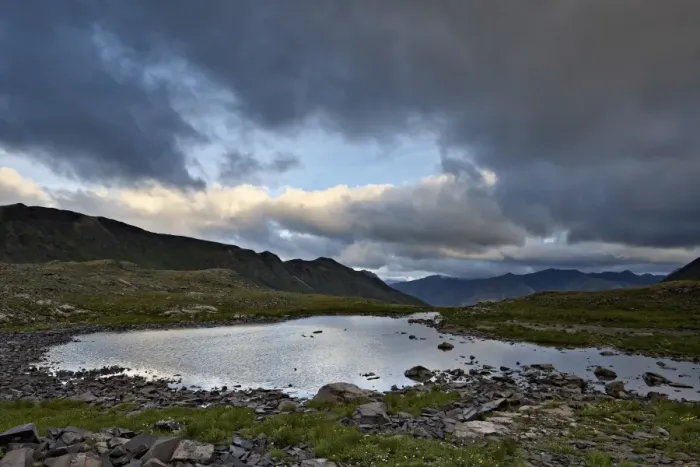 Framed Print : Cloudy sky above an Alpine tarn, San Juan National Forest, Colorado, United States of America, North America Framed Print : Cloudy sky above an Alpine tarn, San Juan National Forest, Colorado, United States of America, North America