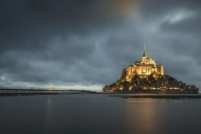 Framed Print : Cloudy sky at dusk, Mont-St-Michel, UNESCO World Heritage Site, Normandy, France, Europe Framed Print : Cloudy sky at dusk, Mont-St-Michel, UNESCO World Heritage Site, Normandy, France, Europe