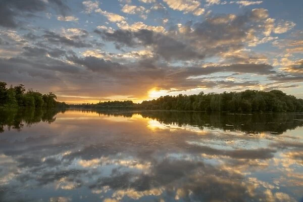 Clumber Park Lake sunset, Nottinghamshire, England, United Kingdom, Europe