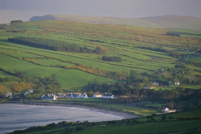 Framed Print : Coast, hills and Cushendun Framed Print : Coast, hills and Cushendun