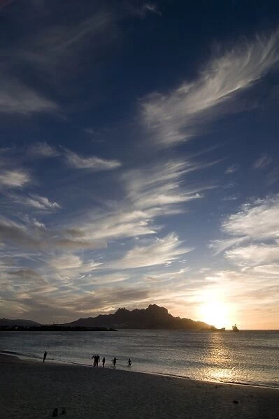 Coast at sunset, San Vincente, Mindelo, Cape Verde Islands, Atlantic, Africa