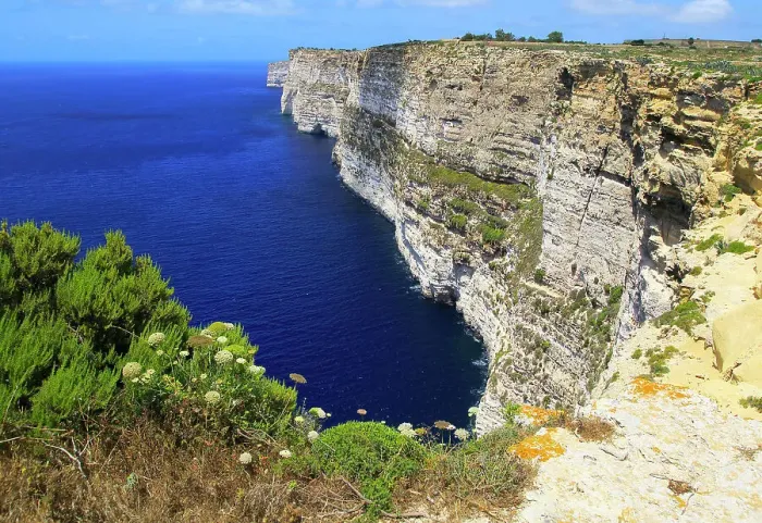 Framed Print : Coastal clifftop landscape view westwards at Ta Cenc cliffs, island of Gozo, Malta, Mediterranean, Europe Framed Print : Coastal clifftop landscape view westwards at Ta Cenc cliffs, island of Gozo, Malta, Mediterranean, Europe