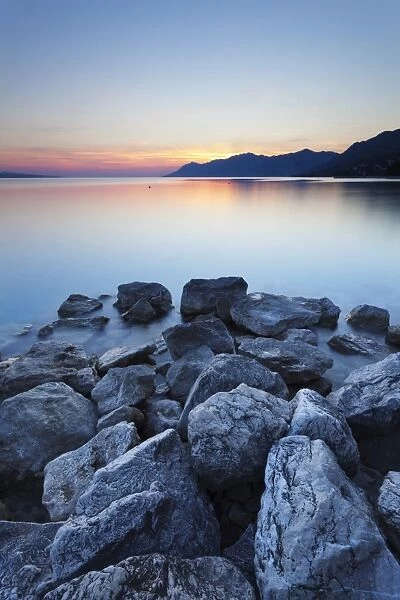 Coastal scenery at sunset, Makarska Riviera, Dalmatia, Croatia, Europe