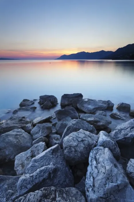 Framed Print : Coastal scenery at sunset, Makarska Riviera, Dalmatia, Croatia, Europe