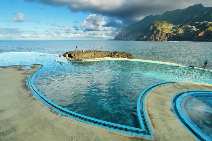 Framed Print : Coastal swimming pools near mountains at Porto da Cruz, Machico District, Madeira, Portugal, Atlantic, Europe Framed Print : Coastal swimming pools near mountains at Porto da Cruz, Machico District, Madeira, Portugal, Atlantic, Europe
