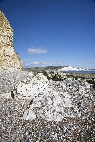 Coastline at Seven Sisters, Hope Cove, near Seaford, East Sussex, England, United Kingdom, Europe