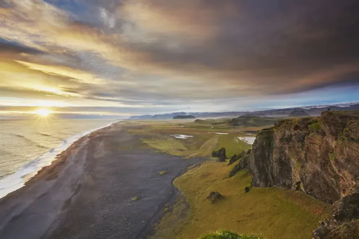 Framed Print : Coastline view from Dyrholaey Island, just before sunset, near Vik, south coast of Iceland, Polar Regions Framed Print : Coastline view from Dyrholaey Island, just before sunset, near Vik, south coast of Iceland, Polar Regions