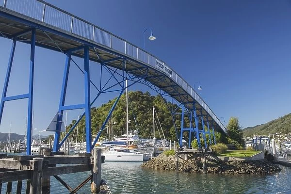 The Coathanger Bridge spanning the marina, Picton, Marlborough, South Island, New Zealand