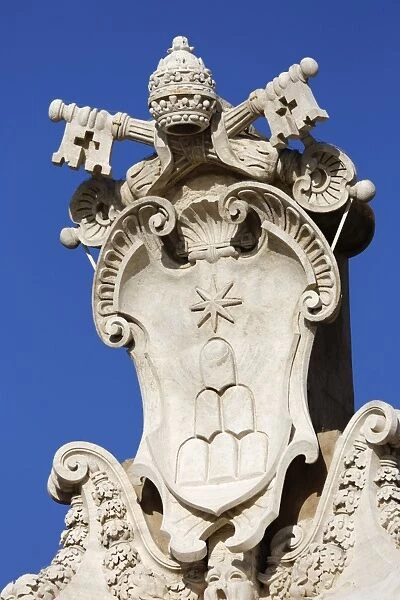 The coats of arms of the Holy See and Vatican City State, St. Peters Square (Piazza San Pietro)