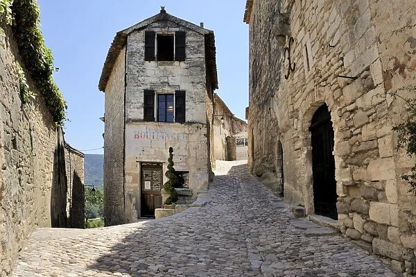 Cobbled alley in the picturesque medieval village of Lacoste, Provence, France, Europe
