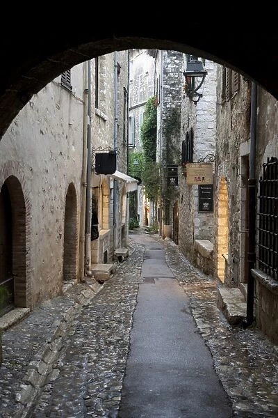Cobbled alleyway, Saint-Paul-de-Vence, Provence-Alpes-Cote d Azur, Provence, France, Europe