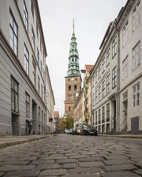Cobbled Street, Central Copenhagen, Denmark, Scandinavia, Europe
