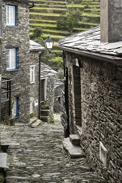 Cobbled streets and granite houses in the medieval village of Piodao in the Serra