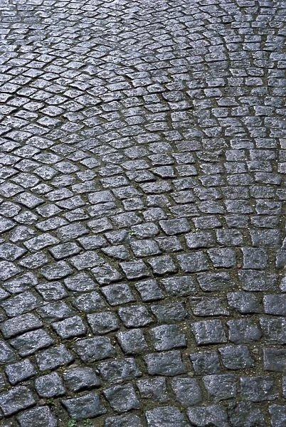 Cobblestones on street in Aeroskobing, island of Aero, Denmark, Scandinavia, Europe