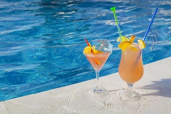 Cocktails by the pool, Korcula, Dalmatia, Croatia, Europe