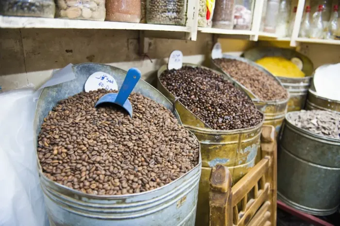 Framed Print : Coffee beans for sale in the souks of Marrakech, Morocco, North Africa, Africa Framed Print : Coffee beans for sale in the souks of Marrakech, Morocco, North Africa, Africa