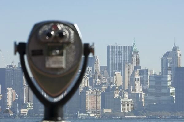 Coin operated binoculars facing Manhattan skyline