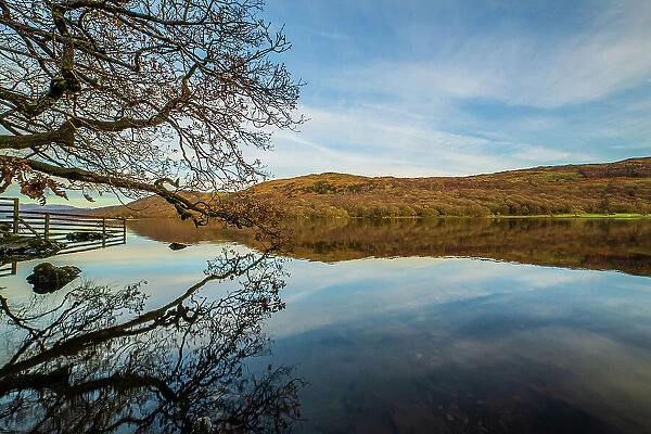 Cold, clear and calm day with view of Coniston Water, Lake District National Park, UNESCO World Heritage Site, Cumbria, England, United Kingdom, Europe