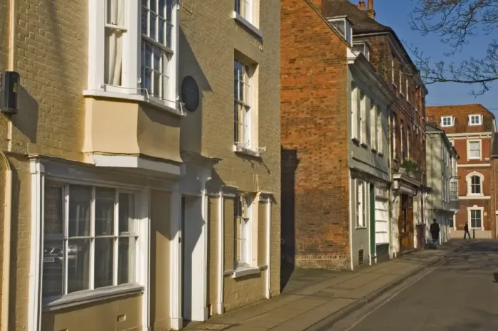 Framed Print : College Street with Jane Austens final home on the left foreground Framed Print : College Street with Jane Austens final home on the left foreground