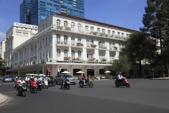 Framed Print : Colonial architecture of the historic Hotel Continental Saigon, Dong Khoi Street, Ho Chi Minh City (Saigon), Vietnam, Indochina, Southeast Asia, Asia