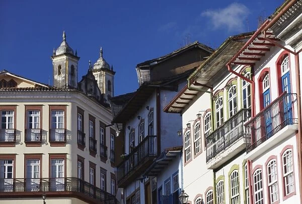 Colonial architecture in Largo do Rosario (Rosario Square), Ouro Preto, UNESCO World Heritage Site, Minas Gerais, Brazil, South America