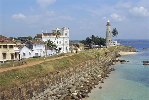Colonial buildings and lighthouse