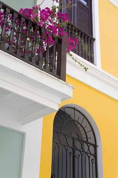 Colonial buildings in Old City of San Juan, Puerto Rico Island, West Indies, United States of America, Central America