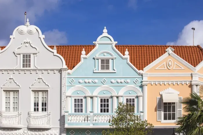 Framed Print : Colonial Dutch architechure near Main Street, Oranjestad, Aruba, Netherlands Antilles Framed Print : Colonial Dutch architechure near Main Street, Oranjestad, Aruba, Netherlands Antilles