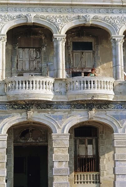 Colonial facade, El Malecon, Havana, Cuba