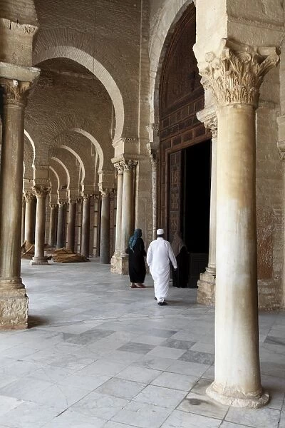 Colonnade bordering the courtyard of the Great Mosque Okba, UNESCO World Heritage Site