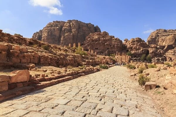 Colonnaded Street, City of Petra ruins, Petra, UNESCO World Heritage Site, Jordan