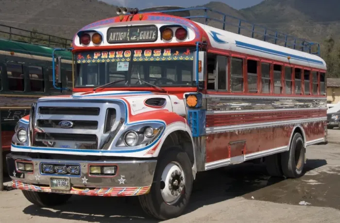 Framed Print : The colorful chicken bus of Guatemala, Antigua, Guatemala, Central America Framed Print : The colorful chicken bus of Guatemala, Antigua, Guatemala, Central America