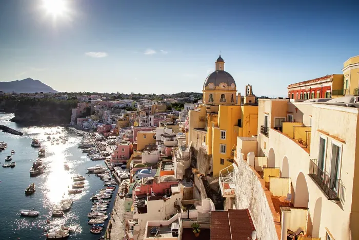 Framed Print : Colorful houses on Procida Island, Phlegraean Islands, Bay of Naples, Campania, Italy Framed Print : Colorful houses on Procida Island, Phlegraean Islands, Bay of Naples, Campania, Italy
