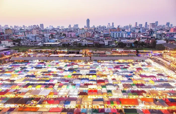Framed Print : Colorful Night Train Market, Ratchada, Bangkok, Thailand Framed Print : Colorful Night Train Market, Ratchada, Bangkok, Thailand