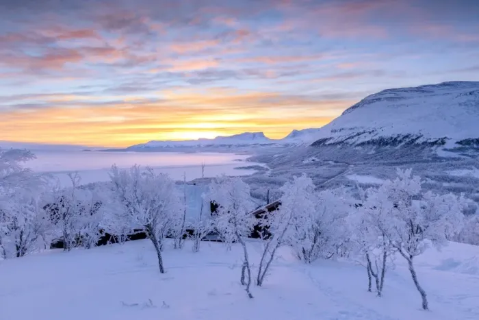 Framed Print : Colorful sky at sunrise, Bjorkliden, Abisko, Kiruna Municipality, Norrbotten County Framed Print : Colorful sky at sunrise, Bjorkliden, Abisko, Kiruna Municipality, Norrbotten County