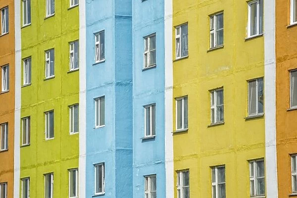 Coloured apartment houses, Siberian city Anadyr, Chukotka Province, Russian Far East, Eurasia