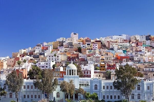 Coloured buildings in the district of San Juan, Las Palmas, Gran Canaria, Canary Islands, Spain, Europe