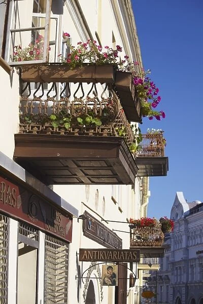 Colourful balconies on Ausros Vartu Gatve, Vilnius, Lithuania, Baltic States, Europe
