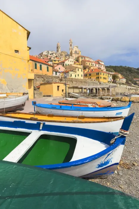Framed Print : Colourful boats on the beach of Cervo, Imperia province, Liguria, Italy, Europe Framed Print : Colourful boats on the beach of Cervo, Imperia province, Liguria, Italy, Europe