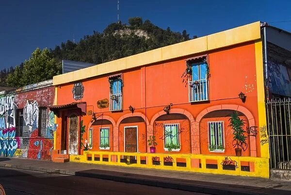 Colourful buildings in Barrio Bellavista (Bellavista Neighborhood), Santiago, Santiago Province