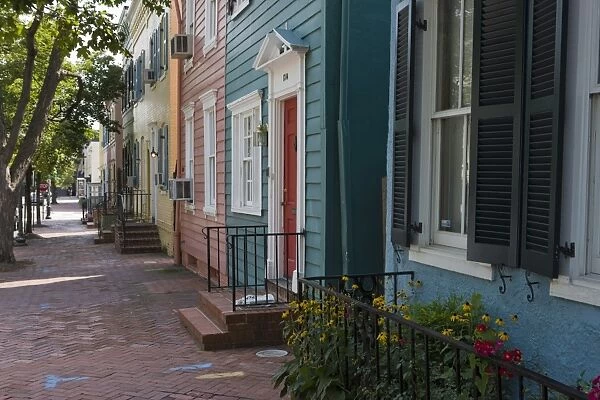 Colourful buildings in quiet street, Georgetown, Washington D. C. United States of America