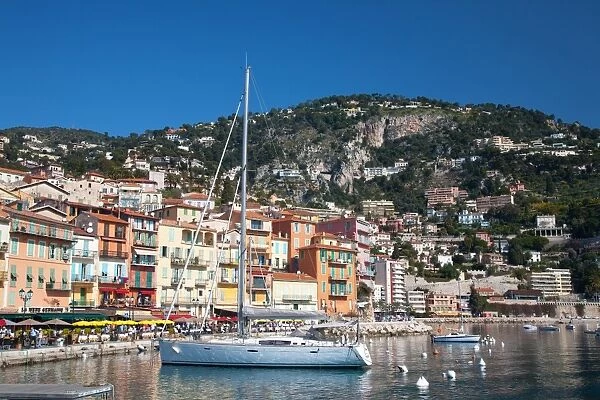 Colourful buildings along waterfront, Villefranche, Alpes-Maritimes, Provence-Alpes-Cote d Azur, French Riviera, France, Mediterranean, Europe