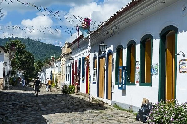 Colourful colonial houses in Paraty, south of Rio de Janeiro, Brazil, South America