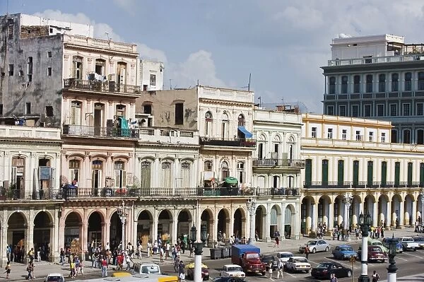 Colourful facades of houses in Central Havana, Cuba, West Indies, Caribbean