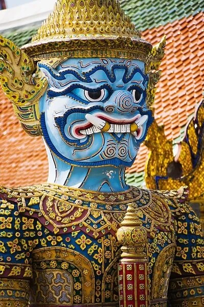 Colourful guardian statue close up, Grand Palace, Bangkok, Thailand, Southeast Asia, Asia