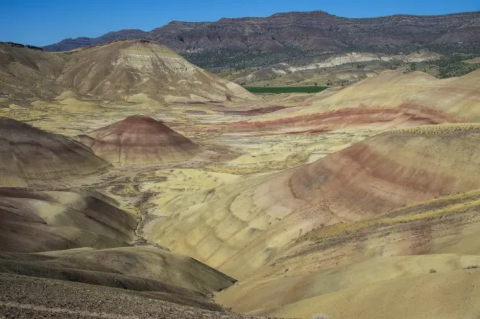 Framed Print : The colourful hills of the Painted Hills unit in the John Day Fossil Beds National Monument, Oregon, United States of America, North America Framed Print : The colourful hills of the Painted Hills unit in the John Day Fossil Beds National Monument, Oregon, United States of America, North America