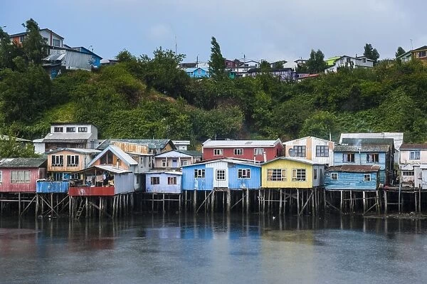 Colourful houses in Castro, Chiloe, Chile, South America